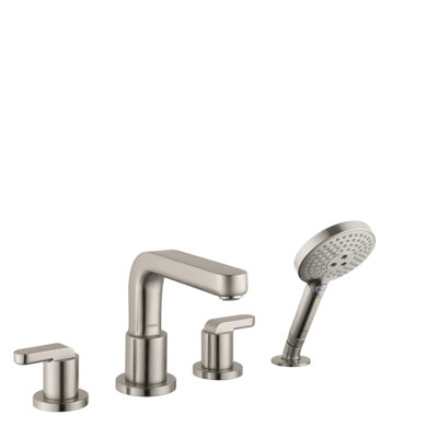 Garniture de robinet de baignoire romaine à fixation sur plateau à poignées doubles avec inverseur et douche à main Metris S