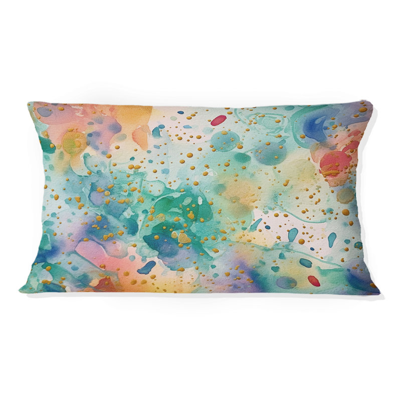 Coussin décoratif imprimé géométrique vert et doré I - Green And Gold