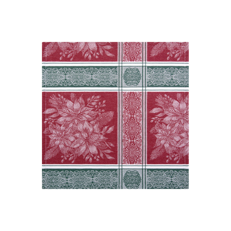 Serviette carrée 100% coton jacquard Poinsettia