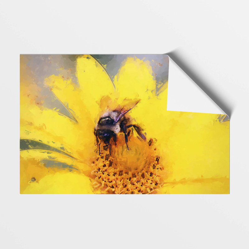 Bee Collecting Pollen in Abstract - Wall Art, 59.4 cm H x 84.1 cm W x 0.1 cm D, Paper