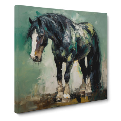 Shire Horse Abstract Expressionism - Wrapped Canvas