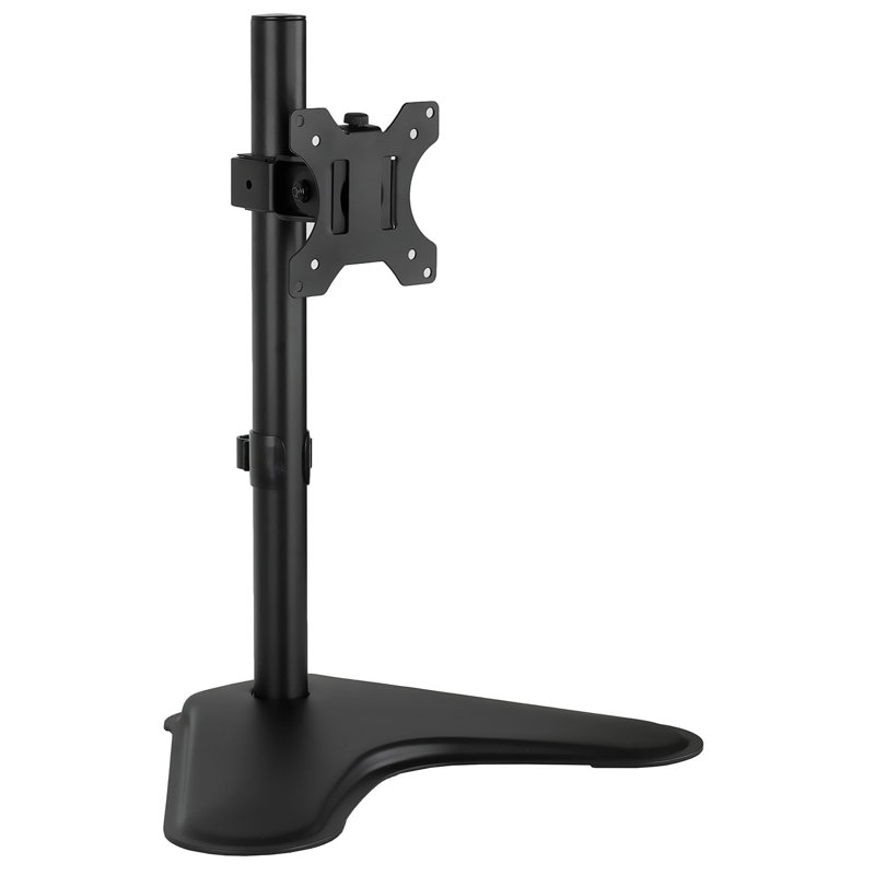 Black Adjustable Steel Single Monitor Stand with 360-Degree Rotation