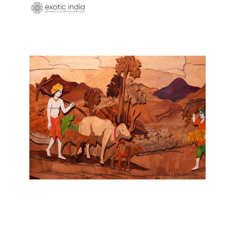 Panneau mural 36 po 36 po Indian Village Landscape