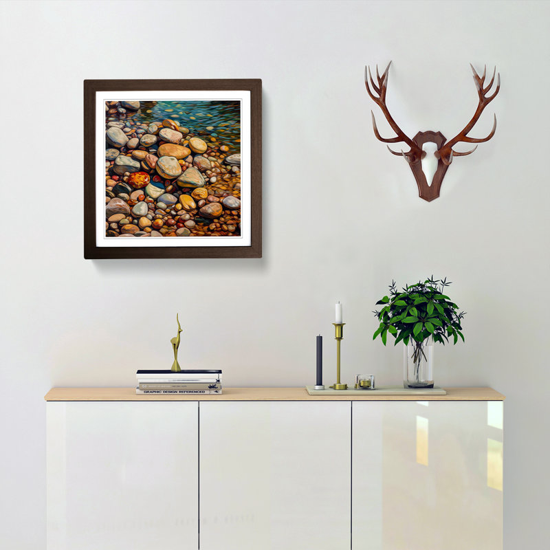 Pebbles Neo-Impressionism - Framed Print, Walnut