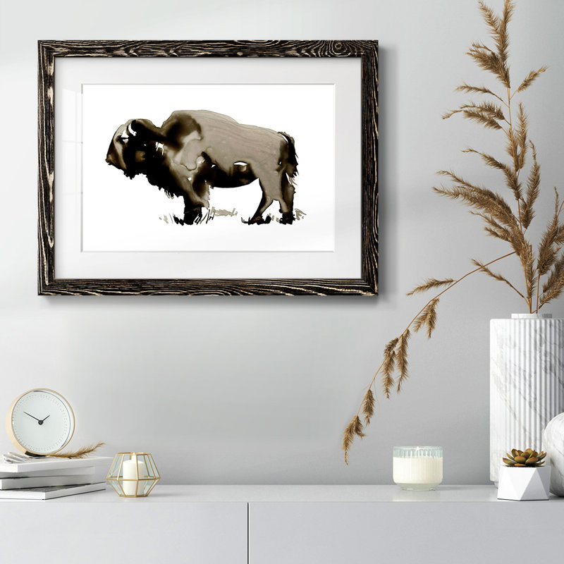 Bison monochrome II - impression d'un cadre photo unique, Noir, H 22 po x l 32 po x P 1,5 po