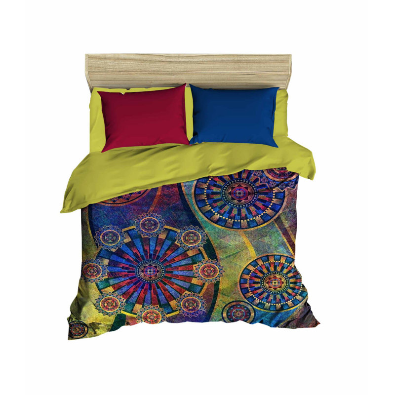 Ensemble de housse de couette simple de qualité supérieure, 100% polyester de polyester et coton, housse de couette 63 x 87, drap plat 63 x 94, taies d'oreiller 20 x 28 (2 pièces) | Impression 3D de haute qualité, fermeture à glissière, élégant design bleu foncé et marron
