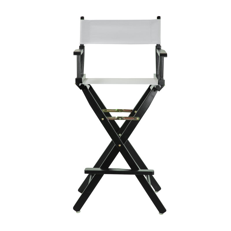 Chaise de réalisateur pliante de 30 po avec toile, Noir, Blanc