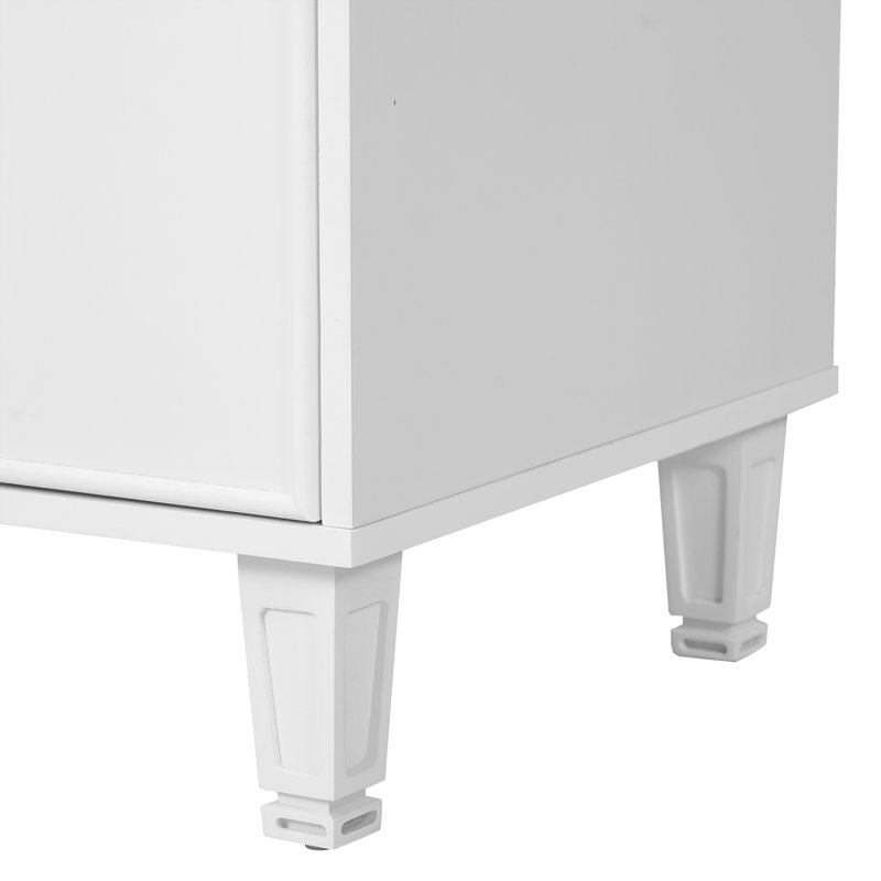Meuble-lavabo 24 po avec lavabo, armoire de salle de bain avec tablette de porte, tiroir profond, panier coulissant à 2 niveaux, structure en bois massif et panneau de fibres à densité moyenne, un paquet, blanc