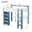 Lit mezzanine double en bois avec tablettes de rangement intégrées, portemanteaux et bureau-1690699556