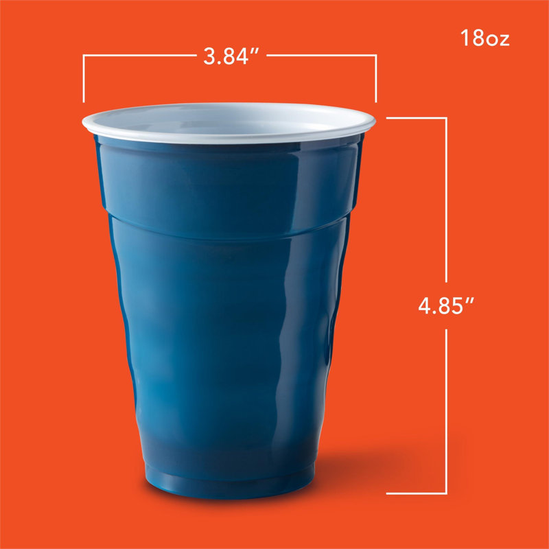Party On Disposable Plastic Cups, Marine Blue, 18 Ounce, 120 Count