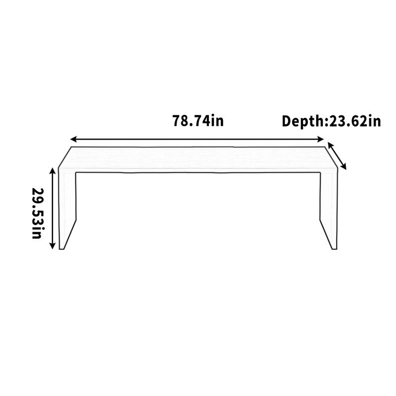 Bureau d'écriture, H 29,53 po x l 78,74 po x P 23,62 po