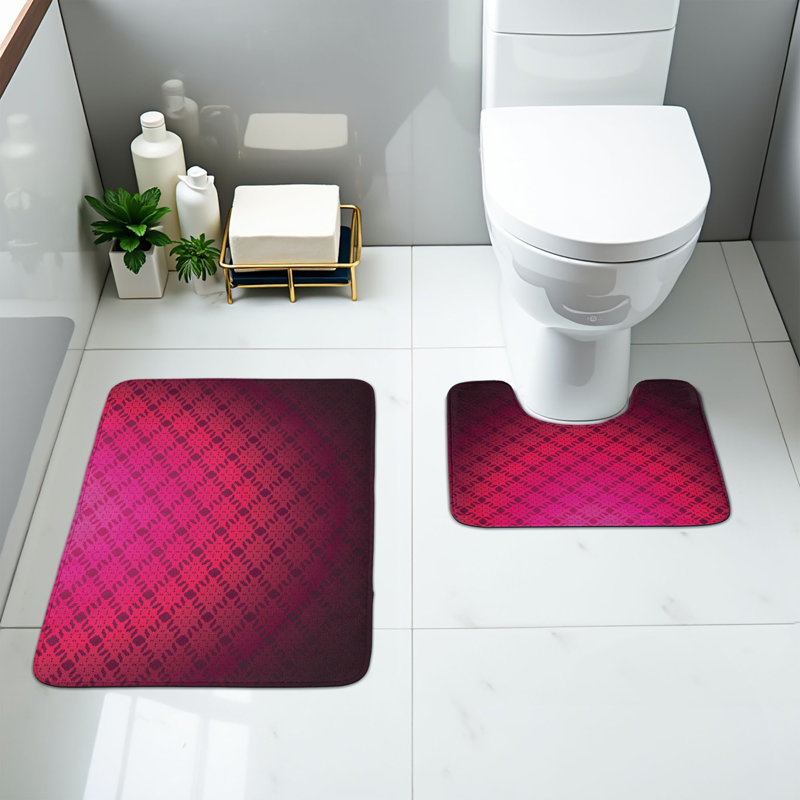  Ensemble de tapis géométriques pour salle de bain 2 pièces