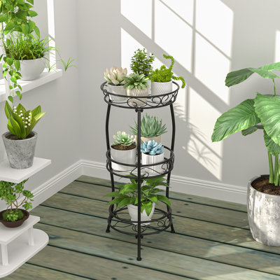 Soban 3 Tier Plant Stand Indoor Outdoor, 33.8 Inch Tall Metal Potted Holder Rack,Multiple Flower Pot Shelf