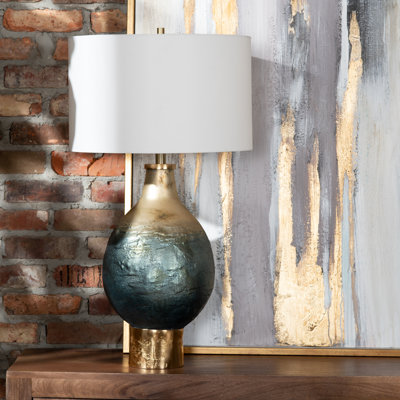 32.25" Metal Table Lamp With White Shade