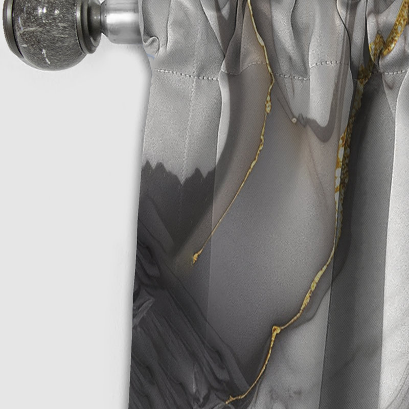 Abstract Geode Marble Waves Grey IV - Abstract Curtain - Blackout Curtain - 1 Panels, 52" W x 90" L