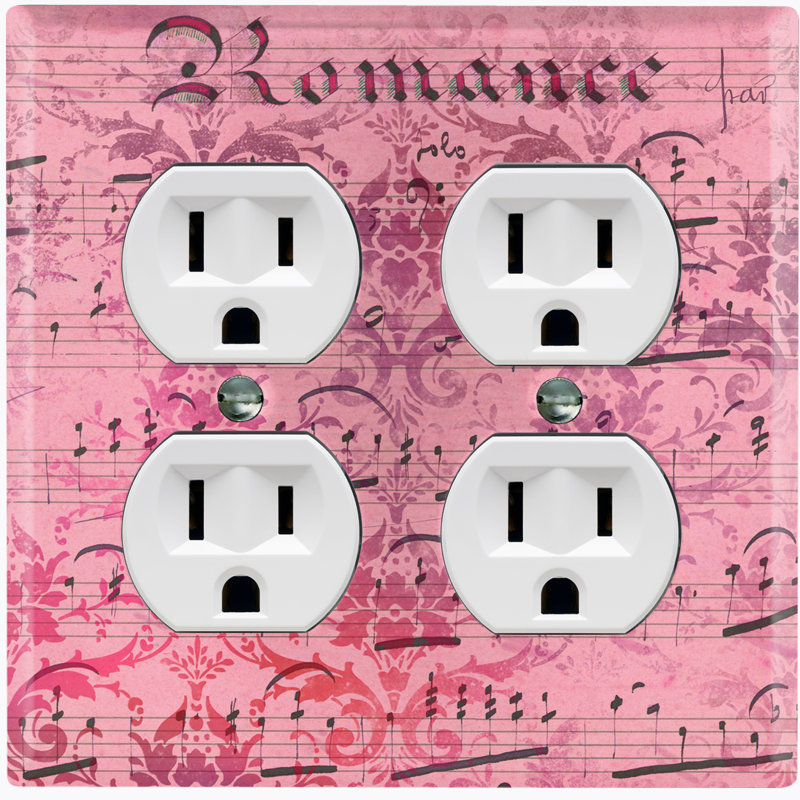 Patterned 2 - Gang Duplex Outlet Standard Wall Plate, Red