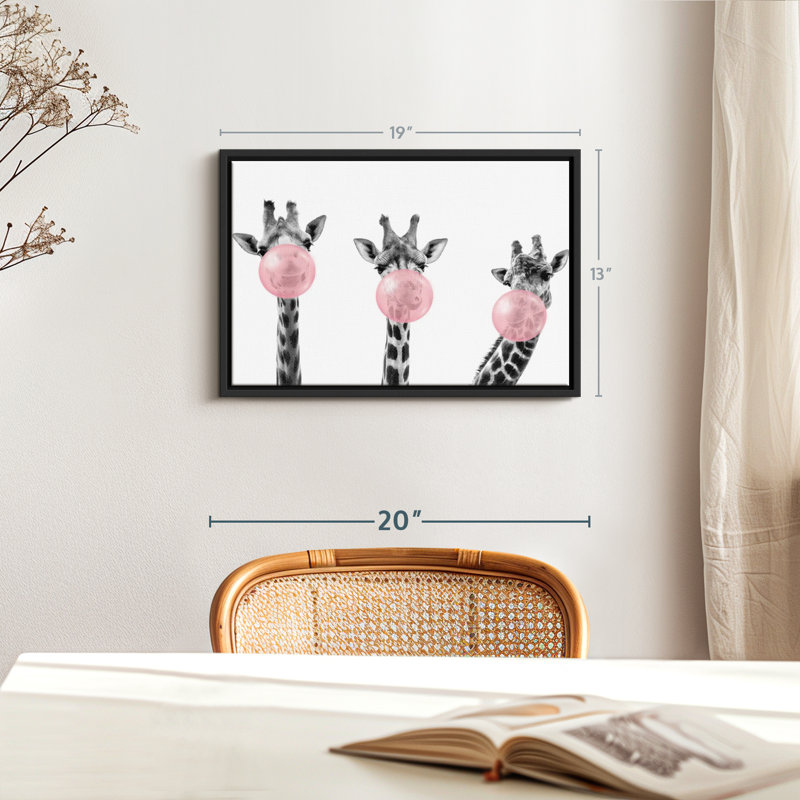 " Three Bubble Gum Giraffes ", 13" H x 19" W