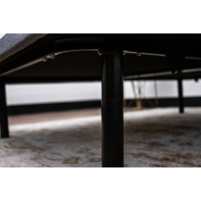 Upholstered Mattress Platform - Black + Gray, Adjustable 6, 1000 Lbs Support, Plywood Base And
