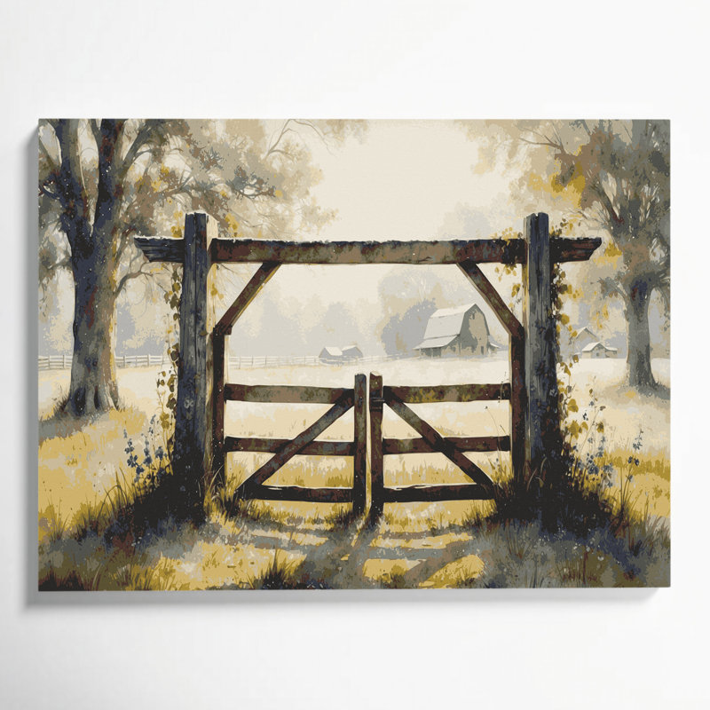 «Farm Farm Gate», art mural sur toile beige, H 8 po x l 10 po