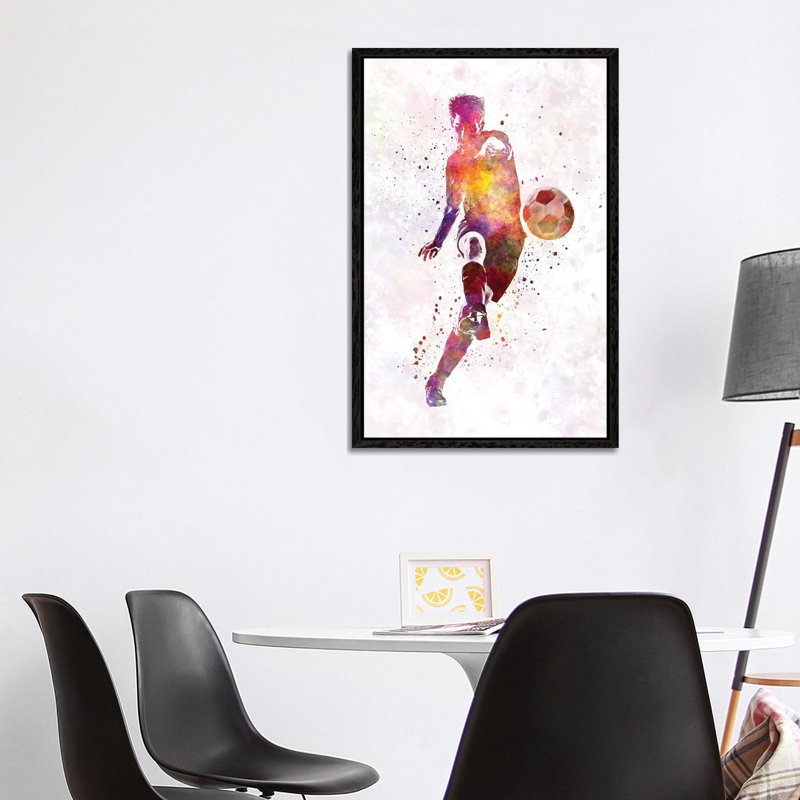 Man Soccer Football Player X by Paul Rommer - Painting on Canvas, Black Framed, 101.6 cm H x 66.04 cm W