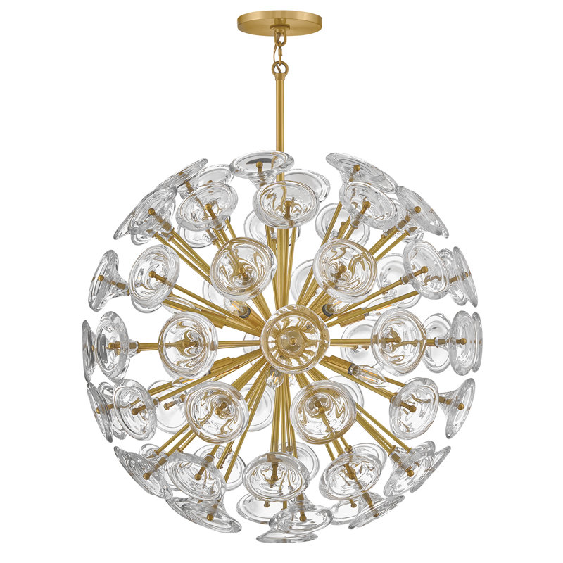 Fredrick Ramond Maya Medium Globe Chandelier, 12 Lights, Clear, 80.75" H x 30" W x 30" D