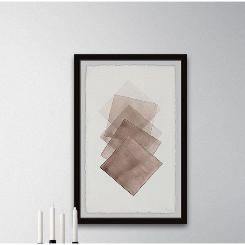«Five Brown Squares», reproduction encadrée, H 45 po x l 30 po x P 1,5 po