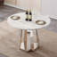 Table de salle à manger ronde en marbre de 47 po, table de cuisine moderne avec plateau en faux marbre ultrabrillant et base en acier inoxydable pour la salle à manger, cuisine (argent, blanc) (table seulement)-2083002956-2083002955