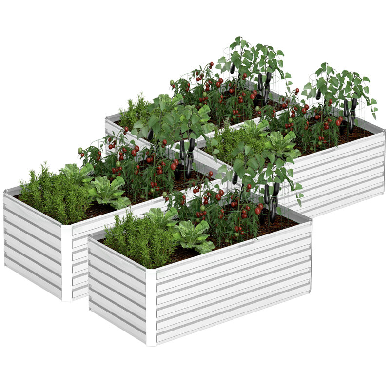 Lit de jardin surélevé en métal, H 24 po x l 72 po x P 36 po, Argent argent