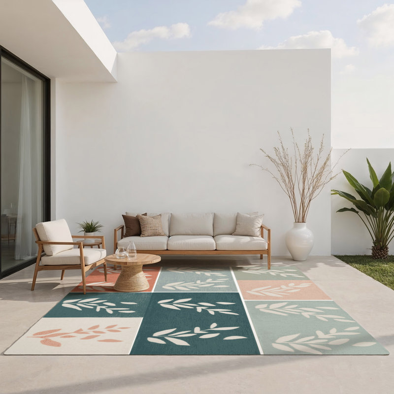 Serene Blossom Indoor And Outdoor Area Rug, Rectangle 4' x 6'