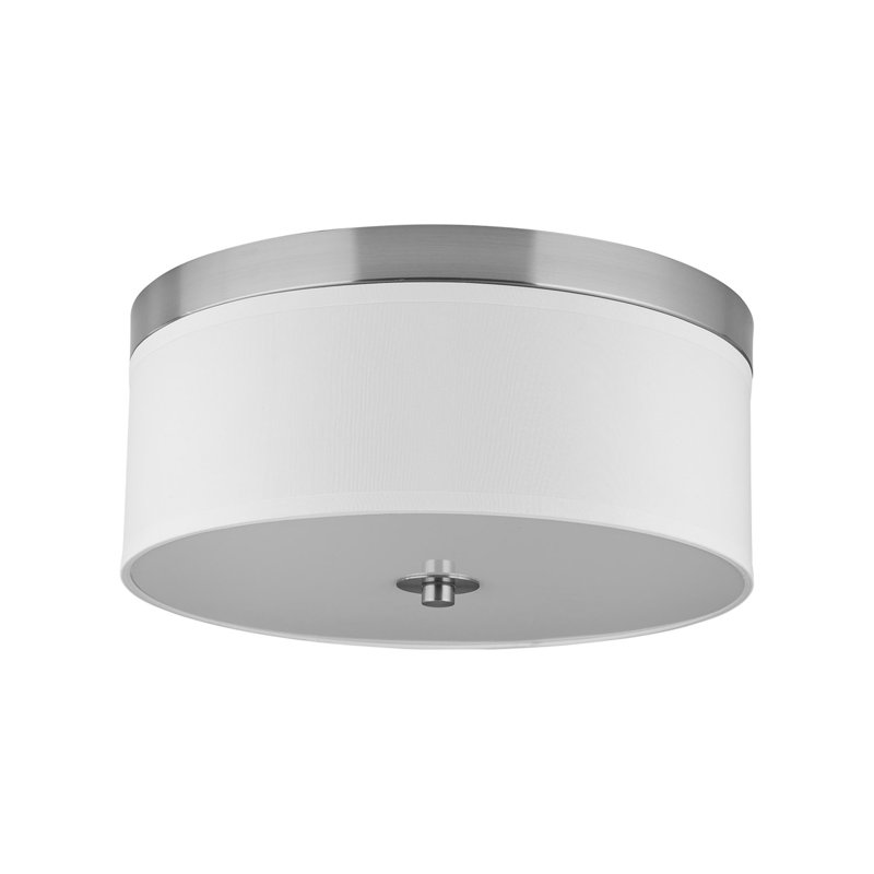 Broyles Fabric Flush Mount, 6" H x 15" W x 15" D, Brushed Nickel
