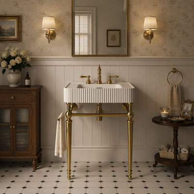 Freestanding Standard Single Vanity Bathroom Vanity With Solid Surface Top