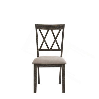 Ensemble de 2 chaises d'appoint en tissu beige et gris vieilli Claudia II