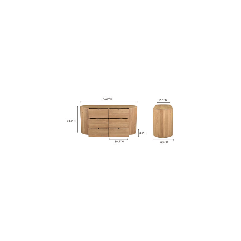Millie 6 - Drawer Solid Wood Dresser, Natural