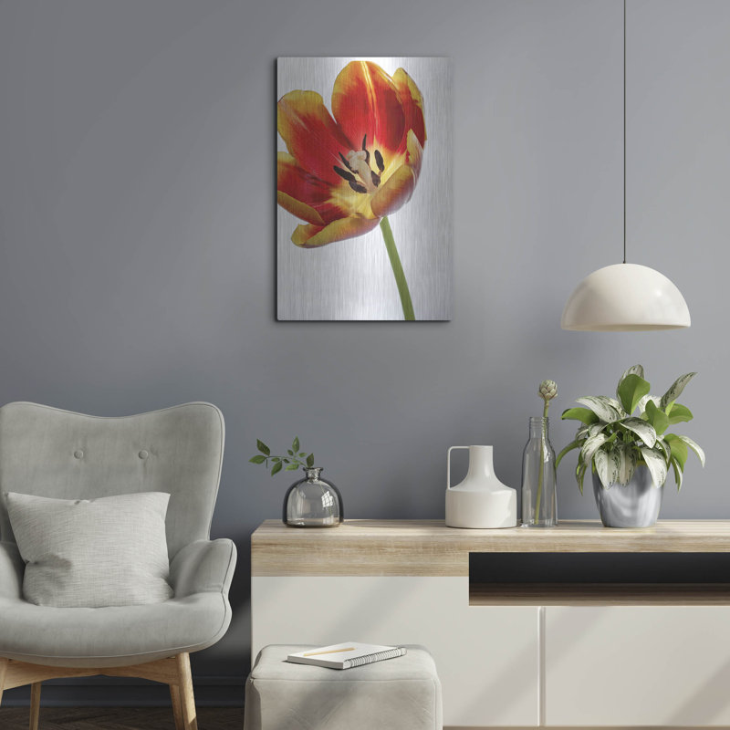 «Orange Poppy Opened Today» par Pamela Plummer, art mural en métal, H 24 po x l 16 po