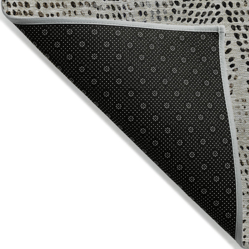 Tapis extérieur lavable à motif géométrique beige et noir 3 pi x 5 pi