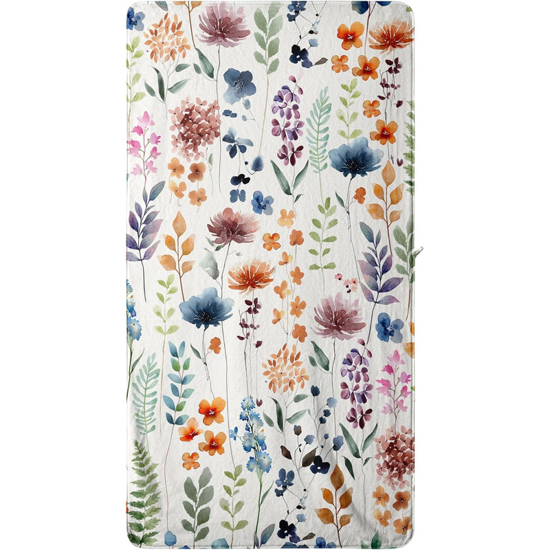 Serviette de bain en microfibre colorée à motif de fleurs sauvages colorées pour maison 60 x 80 pouces Plus, vous recevrez un sac fourre-tout en toile de style plage
