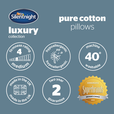 Silentnight Pure Cotton Breathable  Pillows Soft Medium Support