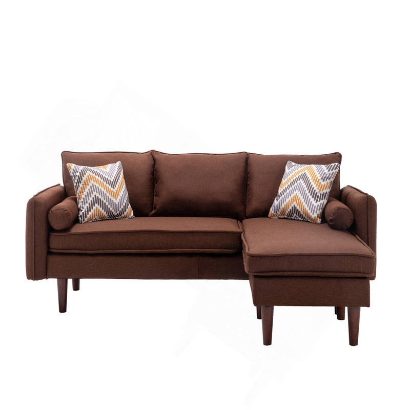 Canapé modulaire brun 70 po avec coussins USB Mia, Brun