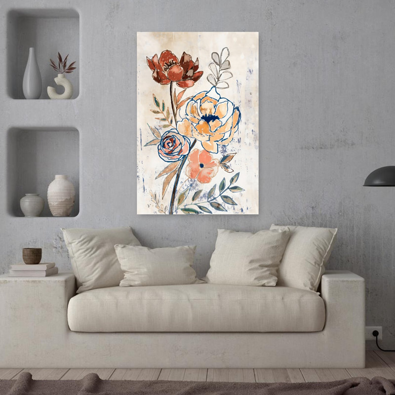 Rustic Boquet 1 Abstract Contemporary Elegant Wall Art Print 1 Piece Wrapped Canvas Wall Art, 91.44cm H x 60.96cm W