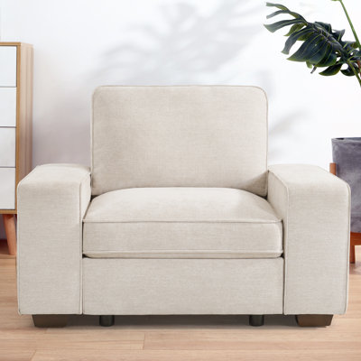 Fauteuil d'appoint 45 po avec rangement pour siège, canapé simple surdimensionné large, fauteuil en chenille moderne pour le bureau du salon, accoudoirs larges, poches latérales, port USB, housses lavables