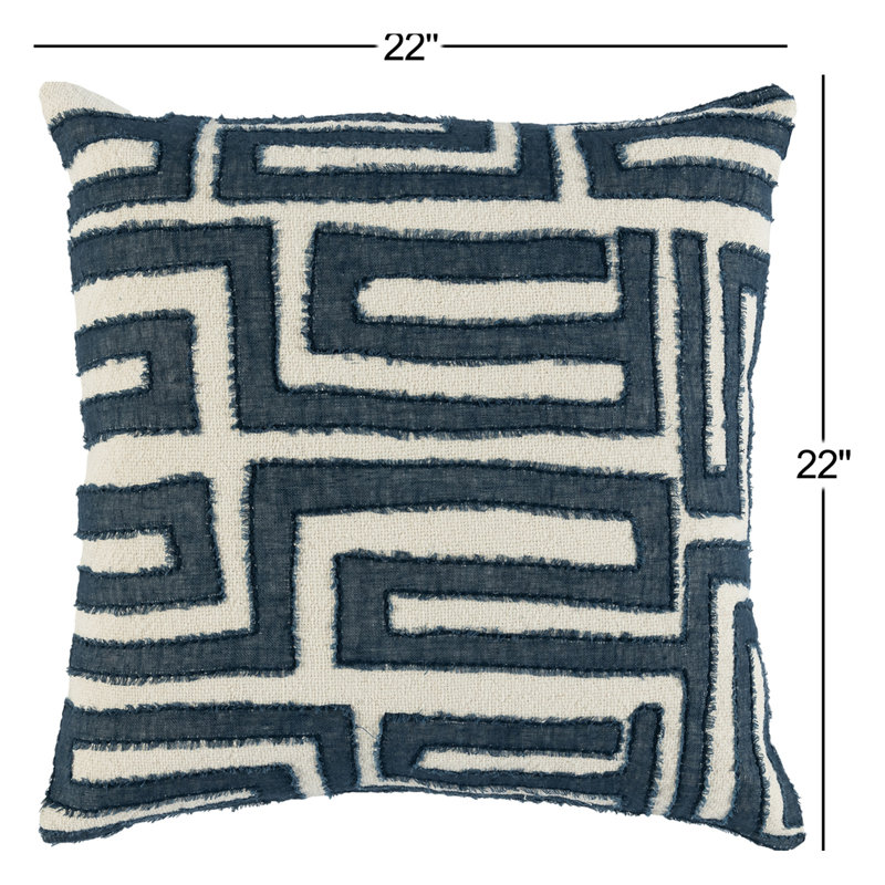 Housse de coussin et insert Beata, Bleu/Ivoire