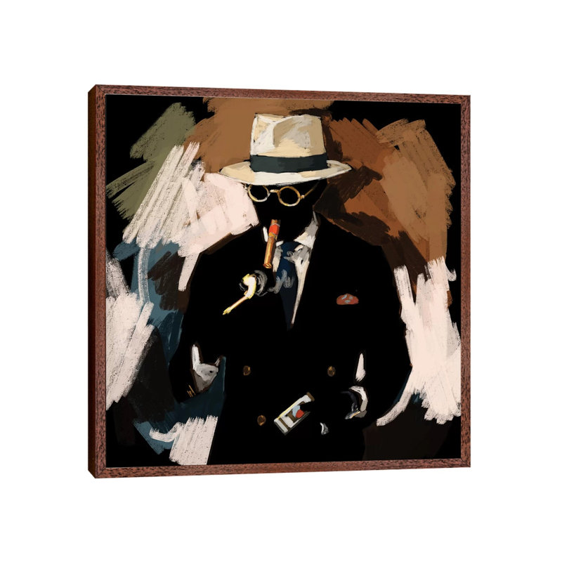 Lighting Up - Painting on Canvas, Classic Brown Wood Floater Framed, 93.98cm H x 93.98cm W x 3.81cm D