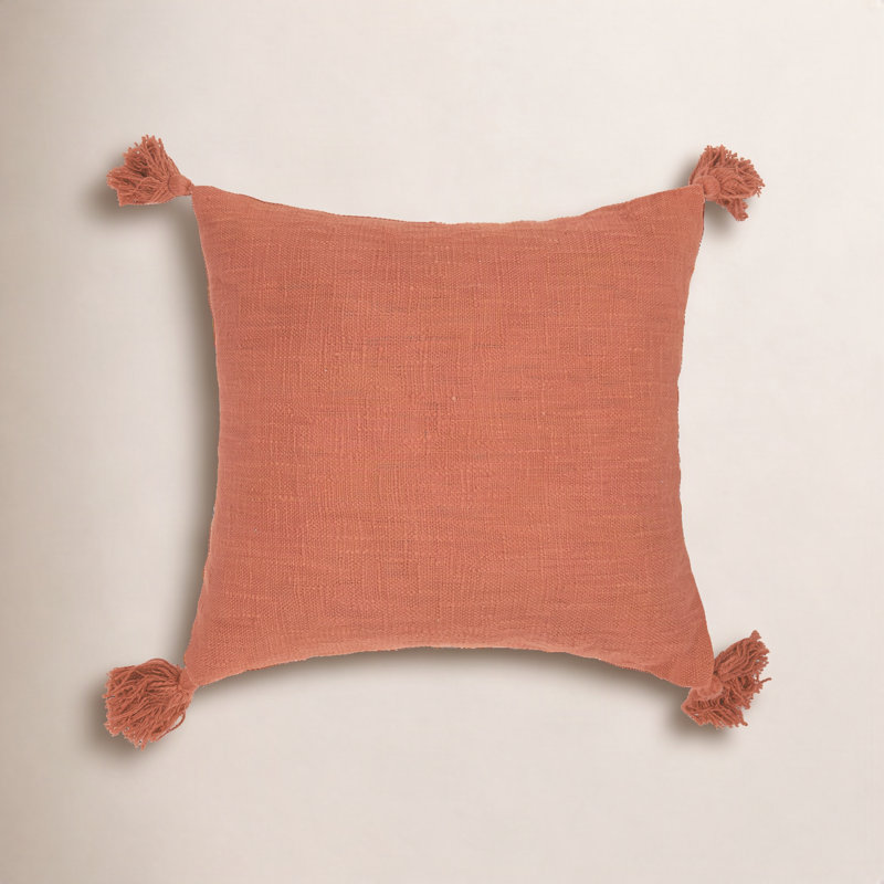 Aulene Tasseled Throw Pillow, Rust