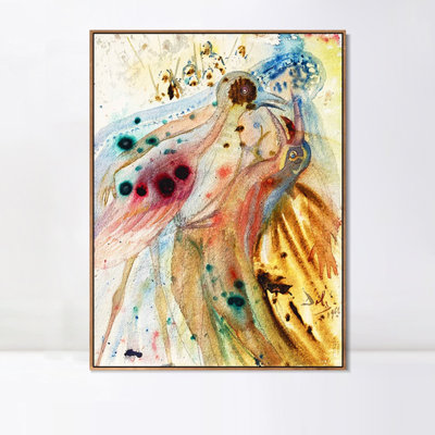 Framed Canvas Giclee Print Series#025 by Salvador Dali Wall Art for Living Room Home Office Decorations(Wood Color Slim Frame,24"x32")