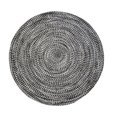 Tapis rond intérieur / extérieur en tweed noir et blanc Ardengo