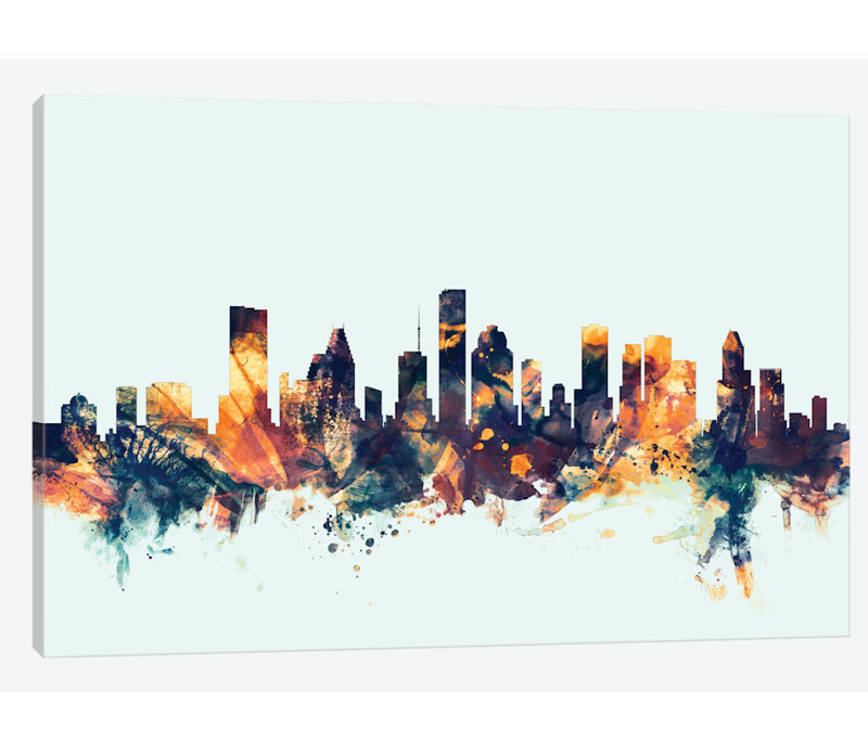 «Skyline Series: Houston, Texas, USA», reproduction d'art sur toile tendue, H 12 po x l 18 po x P 1,5 po, Toile tendue