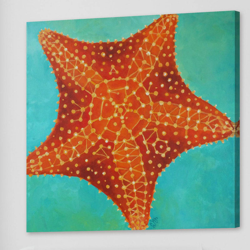 «Orange Starfish», reproduction sur toile tendue, 40 po x 40 po