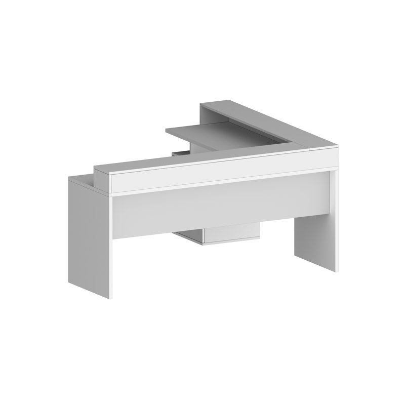 Basim L-Shaped Computer Desk, White