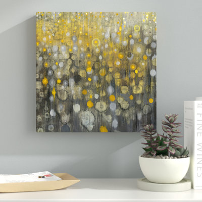 « rain abstract vi », reproduction sur toile tendue en noir/gris/jaune