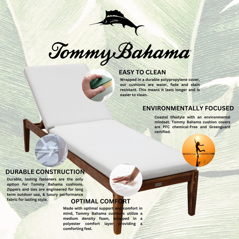 TB Chaise Tommy Bahama 1 - Piece Outdoor Seat/Back Cushion, 24"W x 79"L, Bamboo Bay Bone